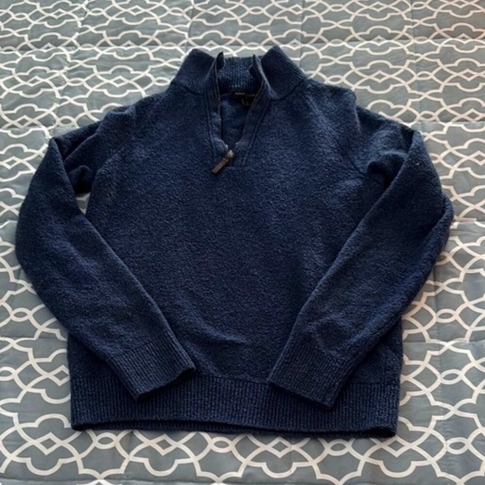 Charcoal Gray Zip Up Sweater with Mock Turtleneck